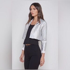 NWOT L'AGENCE Silver Cropped Jacket
